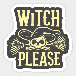 Halloween Witch Please Skull Sticker